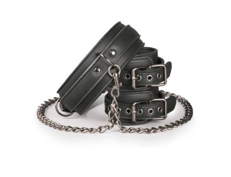 Kajdanki-Leather Collar With Handcuffs