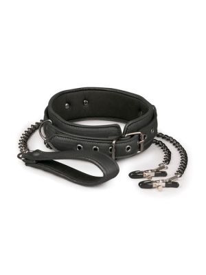 Wiązania-Leather Collar With Nipple Chains - image 2