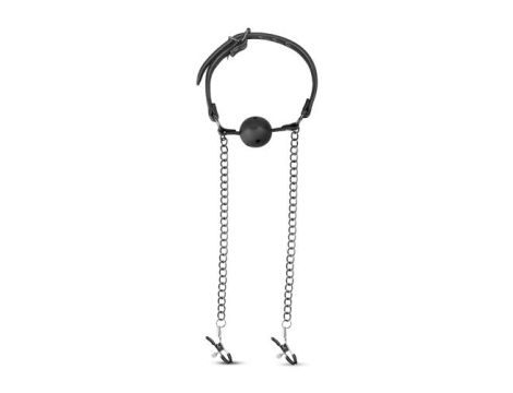 Knebel-Open Ball Gag With Nipple Clamps - 7