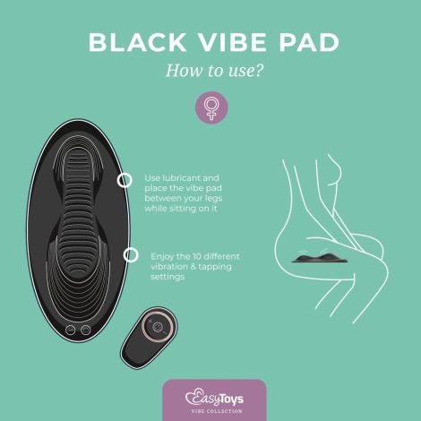 Vibe Pad Double Vibration with Remote Control - Black - 5