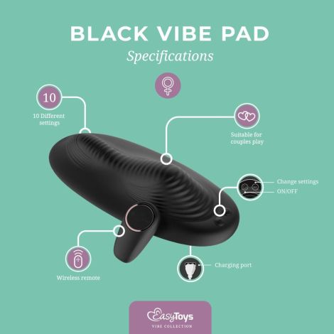 Vibe Pad Double Vibration with Remote Control - Black - 6