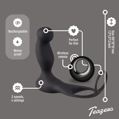 Teazers Cock & Ball Ring Prostate Vibrator with Remote Control - 15