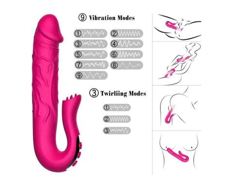 Realistic Tongue Stimulating Dildo Vibrator - 12