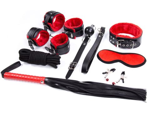 Fetish Fever - Bondage Set - 9 pieces - Red/Black