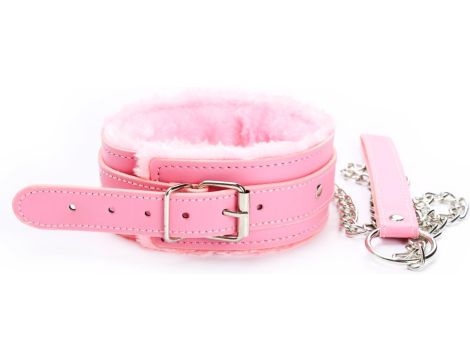 Fetish Fever - Collar with leash - Pink