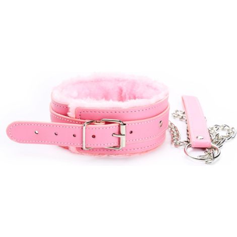 Fetish Fever - Collar with leash - Pink