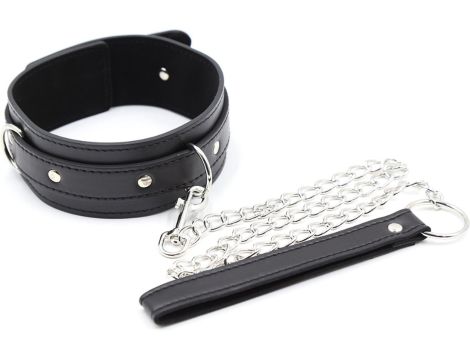 Fetish Fever - Collar with leash - Black