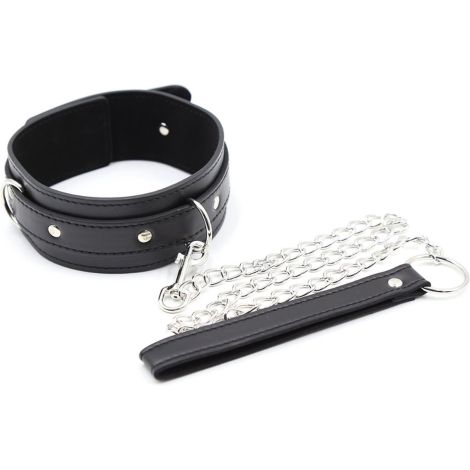 Fetish Fever - Collar with leash - Black