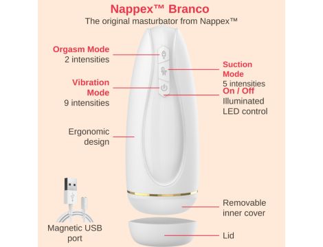 Masturbator - Nappex™ Branco White - Premium Mastubators (10 Languages) - 5