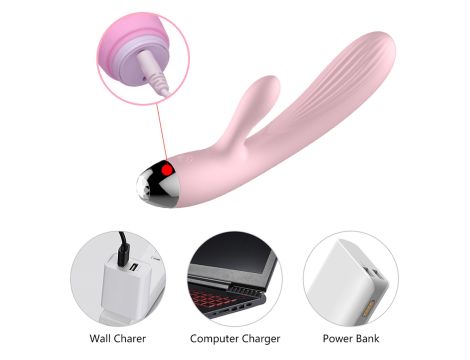 Wibrator- B -  Series, Silicone Vibrator Pink USB 10 Function / Heating - 5