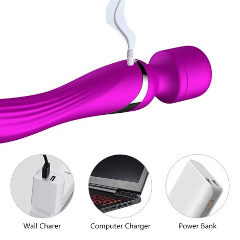 Stymulator-Silicone Dual Massager USB 7+7 Function Purple - 5