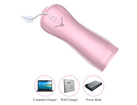 Masturbator-Vibrating and Flashing Masturbation Cup USB 7+7 Function / Talk Mode (Pink) - 3