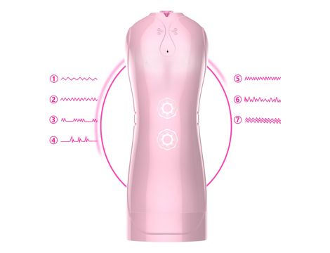 Masturbator-Vibrating and Flashing Masturbation Cup USB 7+7 Function / Talk Mode (Pink) - 10