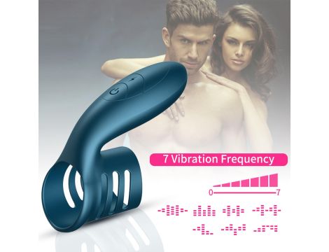 Wibrator-Silicone Ring Blue USB 7 Function - 8