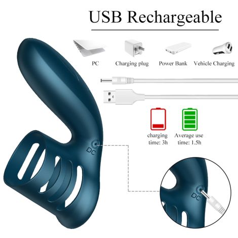 Wibrator-Silicone Ring Blue USB 7 Function - 5