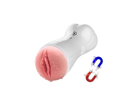 Masturbator - B - Series - Vibrating and Flashing Masturbation Cup USB 7+7 Function / Talk Mode (White) - 4