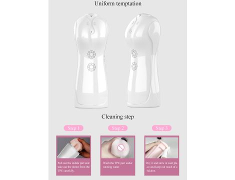 Masturbator - B - Series - Vibrating and Flashing Masturbation Cup USB 7+7 Function / Talk Mode (White) - 9