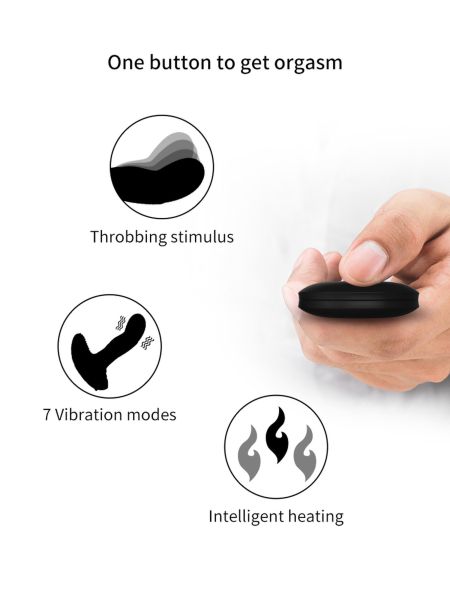 Wibrator-Silicone Massager USB 7 Function + Pulsator / Heating BLACK - 5