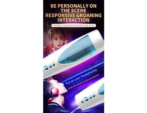 Masturbator-Vibrating, Rotating and Flashing Masturbation USB 10+10 Function / Talk Mode - 11