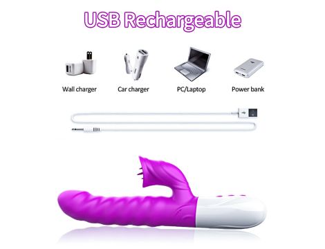 Wibrator-Silicon, Vibrator 7 Function and Heating Mode, PURPLE - 10