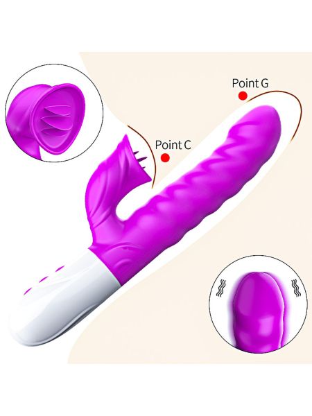 Wibrator-Silicon, Vibrator 7 Function and Heating Mode, PURPLE - 5