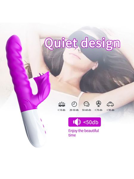 Wibrator-Silicon, Vibrator 7 Function and Heating Mode, PURPLE - 6