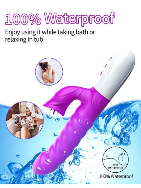 Wibrator-Silicon, Vibrator 7 Function and Heating Mode, PURPLE - 9