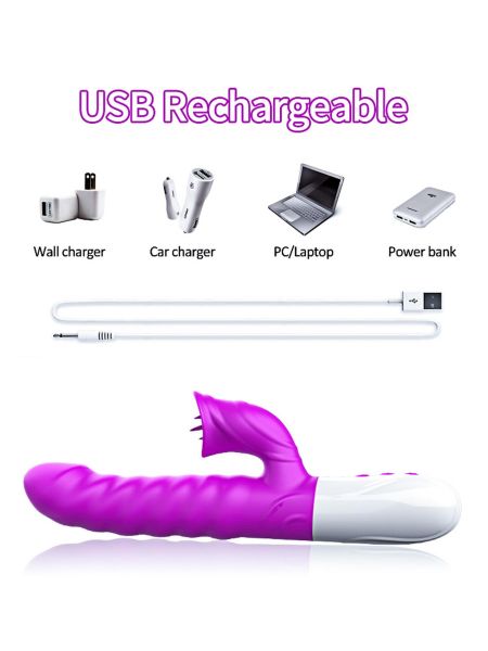 Wibrator-Silicon, Vibrator 7 Function and Heating Mode, PURPLE - 10