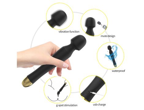 Stymulator-Silicone Massager Black USB 6 Vibration - 10