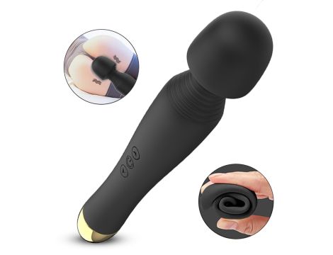 Stymulator-Silicone Massager Black USB 6 Vibration - 12