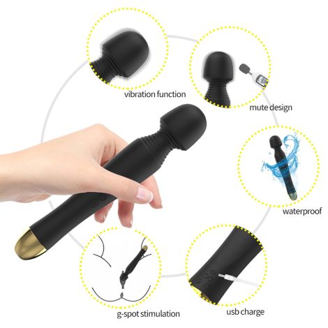 Stymulator-Silicone Massager Black USB 6 Vibration - 10