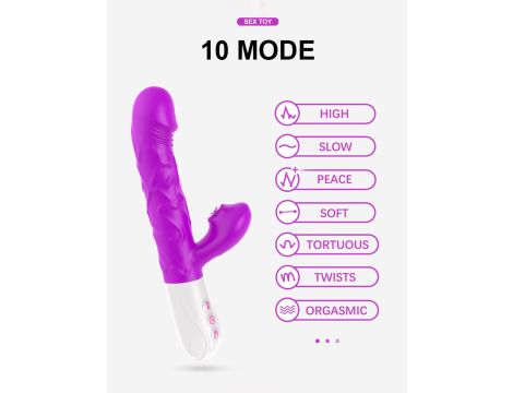 Wibrator- SiliconeTongue Vibrator, USB 10 Function - 4