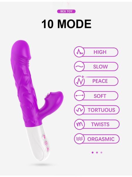 Wibrator- SiliconeTongue Vibrator, USB 10 Function - 4