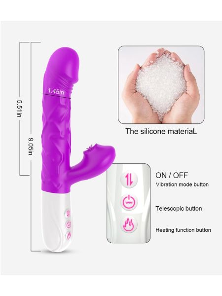 Wibrator- SiliconeTongue Vibrator, USB 10 Function - 8