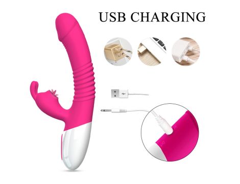 Wibrator- Silicone Vibrator USB 7 Powerful Licking and Thrusting Modes - 3