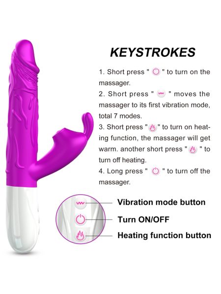 Wibrator-Silicone, Vibrator USB, 7 vibration modes, Heating - 7