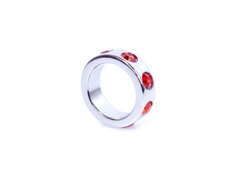 Pierścień-Metal Cock Ring with Red Diamonds Small