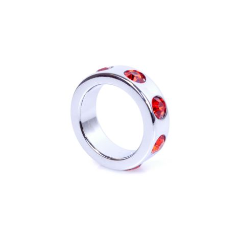 Pierścień-Metal Cock Ring with Red Diamonds Small