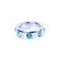 Pierścień-Metal Cock Ring with Light Blue Diamonds Medium - 5