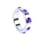 Pierścień-Metal Cock Ring with Purple Diamonds Large - 2