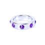 Pierścień-Metal Cock Ring with Purple Diamonds Large - 5