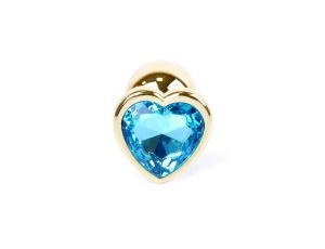 Plug-Jewellery Gold  Heart PLUG- Light Blue