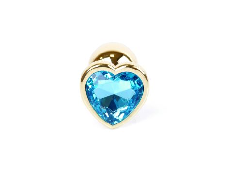 Plug-Jewellery Gold  Heart PLUG- Light Blue