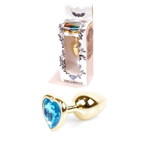 Plug-Jewellery Gold  Heart PLUG- Light Blue - 8