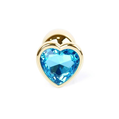 Plug-Jewellery Gold  Heart PLUG- Light Blue