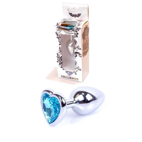 Plug-Jewellery Silver  Heart PLUG- Light Blue - 8