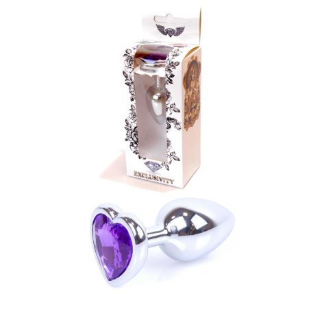 Plug-Jewellery Silver  Heart PLUG- Purple - 8