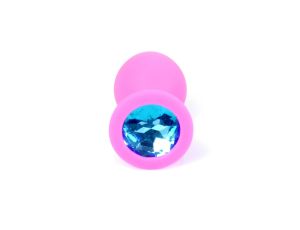 Plug-Jewellery Pink Silicon PLUG Medium- Light Blue Diamond - image 2