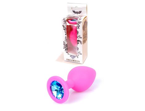 Plug-Jewellery Pink Silicon PLUG Medium- Light Blue Diamond - 10