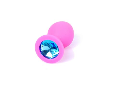 Plug-Jewellery Pink Silicon PLUG Medium- Light Blue Diamond